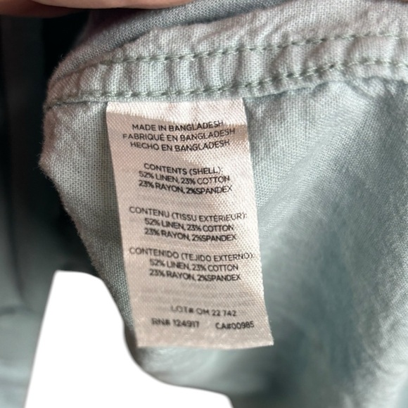 Onia Men’s Teal Mint Blue Linen Blend Casual Long Sleeve Button Down Size XL - Picture 7 of 11